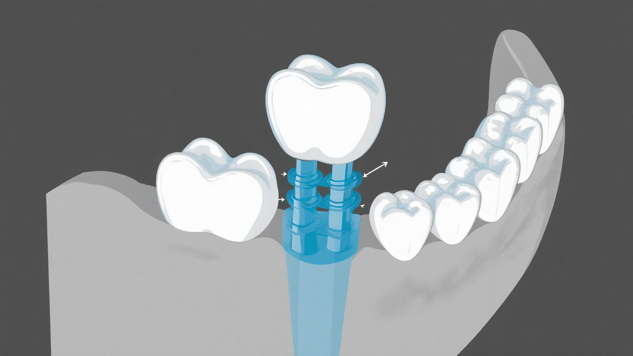 Jaw diagram showing first molar as key support for other teeth.