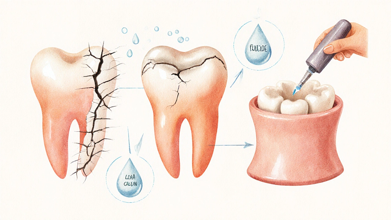 Konceptuální obrázek zubu s poškozenou sklovinou obnoveného kompozitním materiálem.