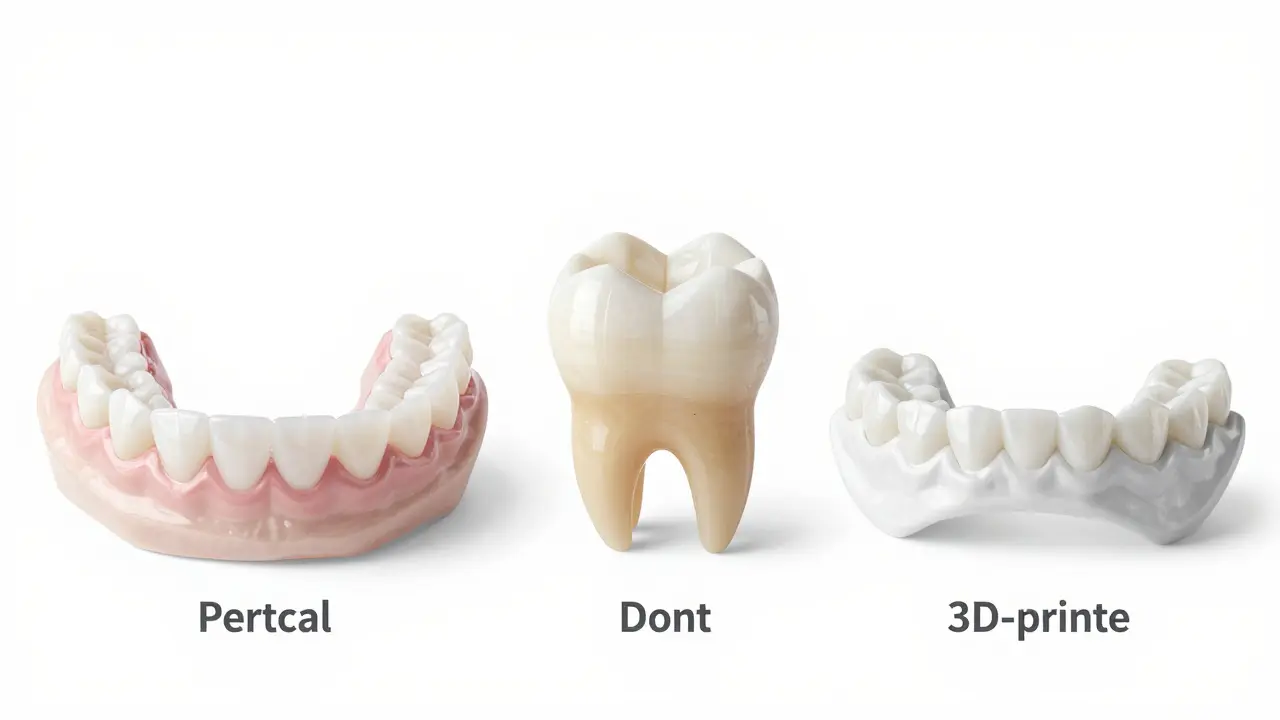 Srovnání tří typů dočasných zubních protéz: akryl, kompozit a 3D tisk